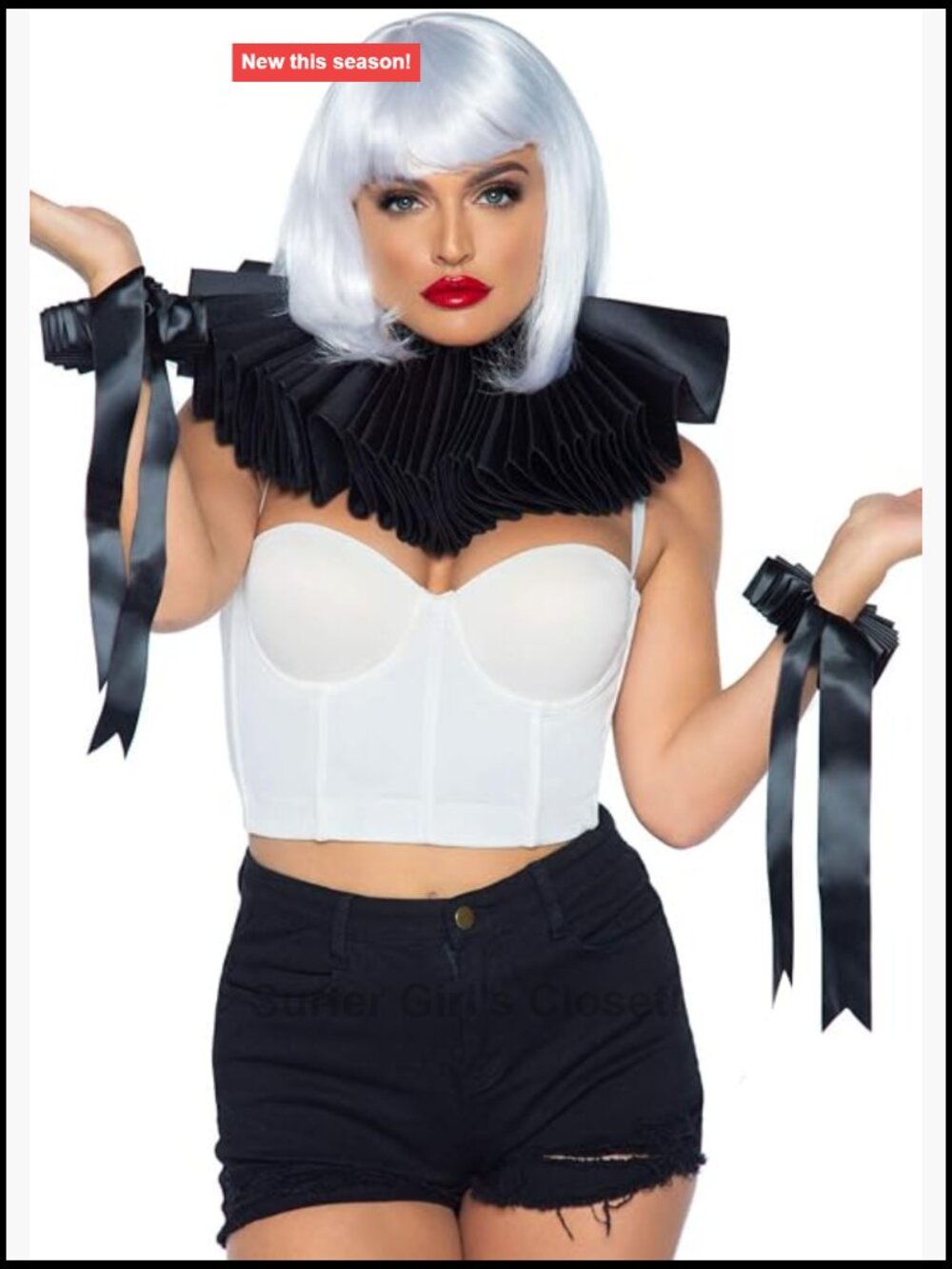 2-Piece Ruffle Neck Piece & Wrist Cuffs Costume Accessory Set